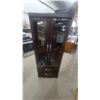 Image 1 : Dark Brown Wooden Corner Display Cabinet with Two Glass Doors and Two Drawers 66 x 26 x 16"