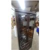 Image 3 : Dark Brown Wooden Corner Display Cabinet with Two Glass Doors and Two Drawers 66 x 26 x 16"