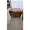 Image 2 : Pair of Vintage Wooden End Tables With Faux Drawer Fronts and Brass Bamboo-Style Pulls