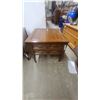 Image 3 : Pair of Vintage Wooden End Tables With Faux Drawer Fronts and Brass Bamboo-Style Pulls