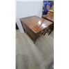 Image 5 : Pair of Vintage Wooden End Tables With Faux Drawer Fronts and Brass Bamboo-Style Pulls