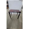 Image 1 : Mahogany Finished Wooden Accent Table with Starburst Veneer Top and Tapered Legs 26"16"24"