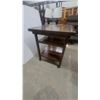 Image 4 : Mobile Wooden Kitchen Island Utility Cart with Two Slatted Shelves and Casters 32 x 32 x 27"