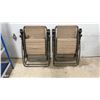 Image 5 : Pair of Folding Zero-Gravity Reclining Lounge Chairs with Tan Mesh and Headrest Pillows