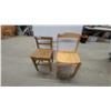 Image 1 : Two Wooden Chairs, Light Modern with Curved Back and Darker Traditional with Slatted Back