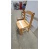 Image 2 : Two Wooden Chairs, Light Modern with Curved Back and Darker Traditional with Slatted Back