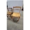 Image 3 : Two Wooden Chairs, Light Modern with Curved Back and Darker Traditional with Slatted Back