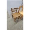 Image 4 : Two Wooden Chairs, Light Modern with Curved Back and Darker Traditional with Slatted Back