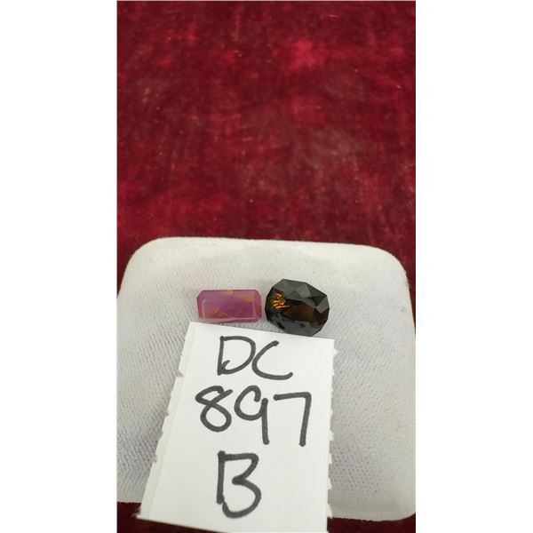 Orange Purplish Pink Sapphire and Medium Yellow Tourmaline