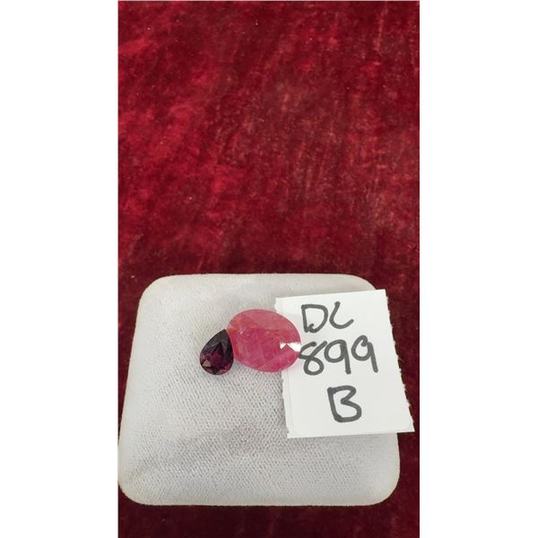 Oval Cabochon Red Gemstone and Purplish Pink Pear Shaped Rhodolite Garnet