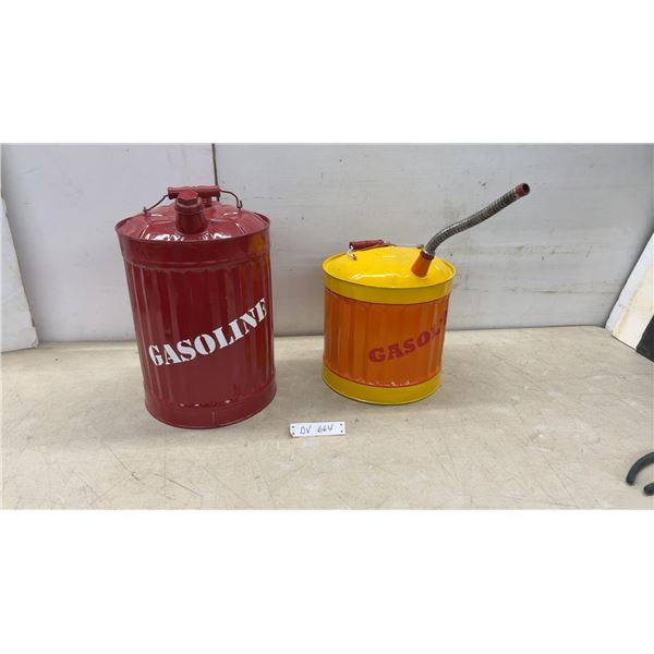 Vintage-Style Metal Gasoline Cans, Red with Screw Caps and Yellow/Orange with Flex Spout