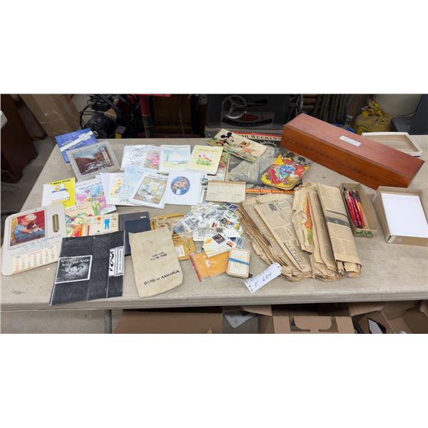 Vintage Ephemera Lot: Greeting Cards, Advertising Calendars 1963 & 64, Newspapers, Star Weekly