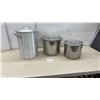 Image 1 : Set of 3 Cooking Pots Including Aluminum Turkey Fryer Pot and 2 Stainless Steel Stockpots with Lids