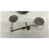 Image 4 : Antique Portable Balance Scales with Brass and Darker Pans, Wooden Storage Box and More