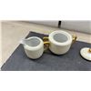 Image 3 : Antique Ceramic Creamer and Lidded Sugar Bowl Set, Gold Handles, Floral Design, 1923