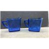 Image 2 : Indiana Glass Pyramid Pattern Depression-Era Creamers, Sugar Bowl, and Cobalt Tumbler