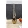 Image 5 : Vintage Aladdin Brass Oil Lamp With Glass Chimney, (Chimney Cracked), New Chimney in Box & Glass