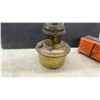 Image 6 : Vintage Aladdin Brass Oil Lamp With Glass Chimney, (Chimney Cracked), New Chimney in Box & Glass