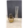 Image 7 : Vintage Aladdin Brass Oil Lamp With Glass Chimney, (Chimney Cracked), New Chimney in Box & Glass