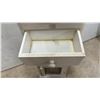 Image 3 : Distressed White Wooden Accent Cabinet with Two Drawers and Glass-Front Door, 34 x 11 1/2 x 7"