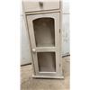 Image 5 : Distressed White Wooden Accent Cabinet with Two Drawers and Glass-Front Door, 34 x 11 1/2 x 7"
