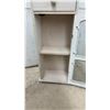 Image 6 : Distressed White Wooden Accent Cabinet with Two Drawers and Glass-Front Door, 34 x 11 1/2 x 7"