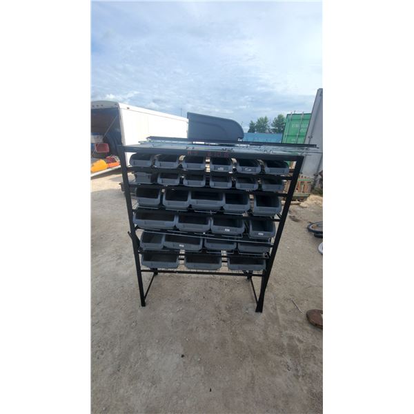 Husky 6-Tier Metal Parts Bin Storage Rack with Gray Plastic Bins, Model HS 810B 57 x 44 x 16"