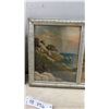 Image 5 : Two Framed Triple-Panel Pictures: King George VI and Queen Elizabeth, and Seascape, 14 x 32 1/2"