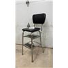 Image 1 : Vintage Chrome & Black Vinyl Kitchen Step Stool Chair w/ 2 Steps