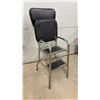 Image 4 : Vintage Chrome & Black Vinyl Kitchen Step Stool Chair w/ 2 Steps