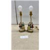 Image 1 : Pair of Figural Table Lamps with Man Playing Mandolin & Woman in Gown, 15" High, No Shades