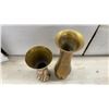 Image 3 : Brass Vases, Pitcher, & Bowl; Small Brass Bowl; Glass Grape Cluster; & More
