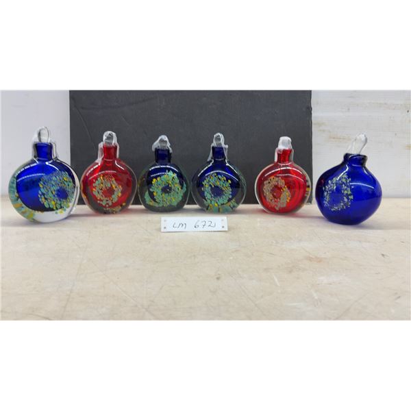 Six Morano Glass Perfume Bottles with Daubers