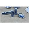 Image 8 : Blue & White Porcelain Lot: Vase, Jar, Mug, Creamer, Teapot, 2 Shakers, Dish, Bowl, & More