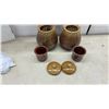 Image 3 : Assorted Pottery & Ceramics: (2) Lidded Jars, (6) Goblets, Creamer, Turtle Bank & More