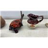 Image 9 : Assorted Pottery & Ceramics: (2) Lidded Jars, (6) Goblets, Creamer, Turtle Bank & More