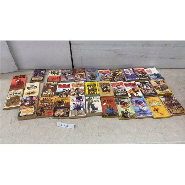 Lot of Vintage Western Paperback Novels Including Max Brand, Tabor Evans, Zane Grey, and More