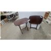 Image 1 : Set of 2 Dark Brown Wooden Folding TV Tray Tables with Rounded Rectangular Tops and X-Frame Legs