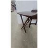 Image 2 : Set of 2 Dark Brown Wooden Folding TV Tray Tables with Rounded Rectangular Tops and X-Frame Legs