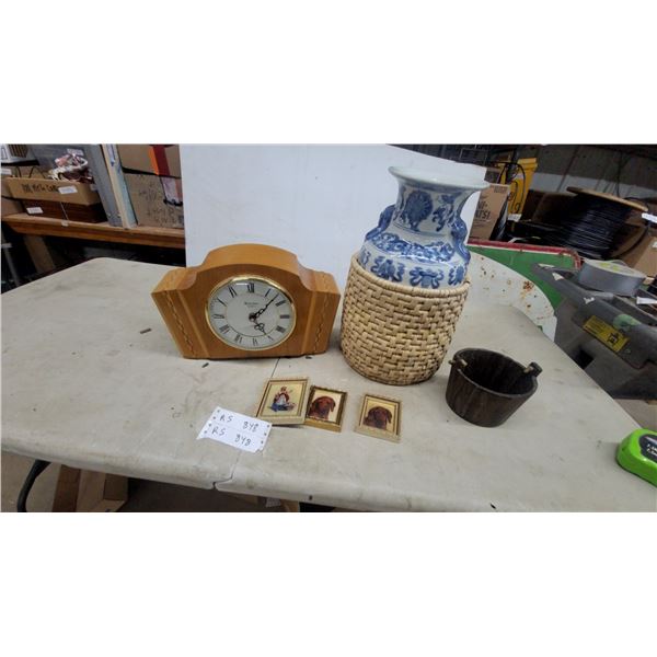 Bulova Quartz Wooden Wall Clock with Roman Numerals and Gold-Tone Bezel Plus