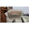Image 3 : Vintage Cadillac Addison Beige Bakelite Tabletop Radio, Wicker Picnic Basket and Military History