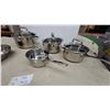 Image 2 : Assorted Stainless Steel Cookware Set with Glass Lids, Includes Pots, Saucepans, Frying Pan and Mor