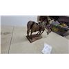 Image 4 : Western Cowboy & Horse Sculpture, Paper Mashe ? Leather