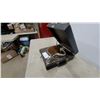 Image 2 : Vintage Portable Wind-Up Gramophone in Black Carrying Case With Internal Horn and Manual Crank