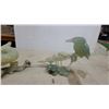Image 2 : Carved Jade Mythical Bird and Floral Ornamental Sculptures, Vintage