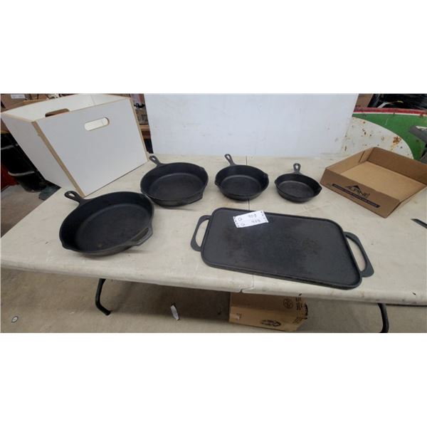 Cast Iron Cookware Set with Griddle, Two-Handle Pan, and Skillets, or Fry Pans 5 Pieces