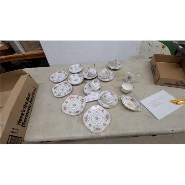 Vintage Royal Albert "Petit Point" Bone China Set with Cups, Saucers, Plates, Creamer