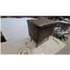 Image 4 : Vintage Woven Sewing Box Stand with Padded Faux Leather Hinged Lid and Turned Wooden Legs