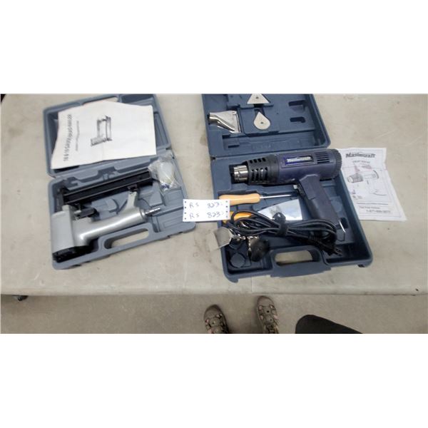 Mastercraft Heat Gun Kit and 18 & 19 Gauge Brad Nailer with Cases and Accessories