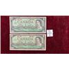 Image 1 : 2 1967 Canada $1 Bills
